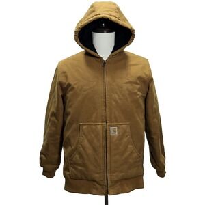 Carhartt Jacket Quilt Lined Hooded Youth XL Canvas Insulated PumpkinBrown Cotton